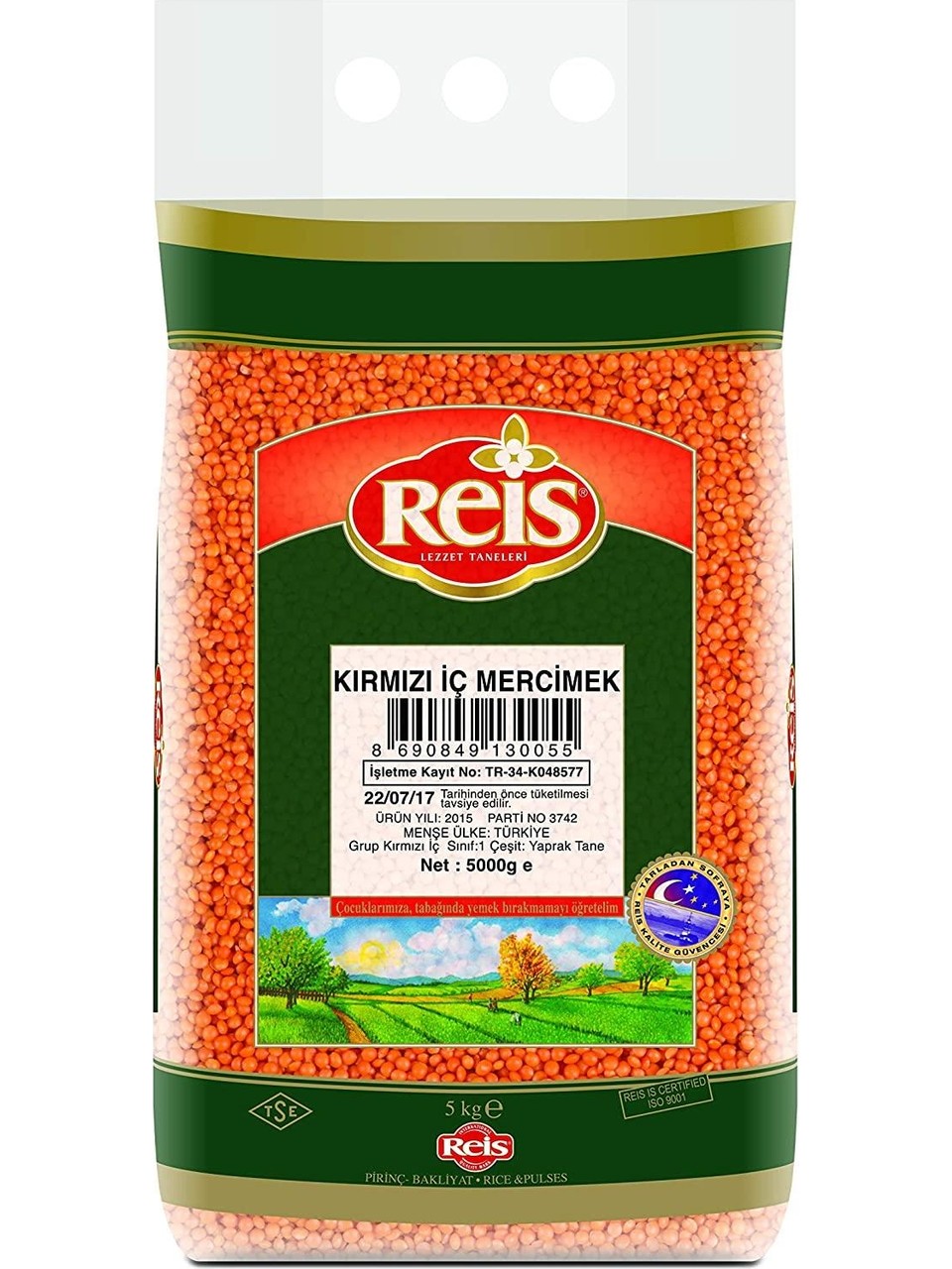 Reis Kırmızı Mercimek 5 Kg