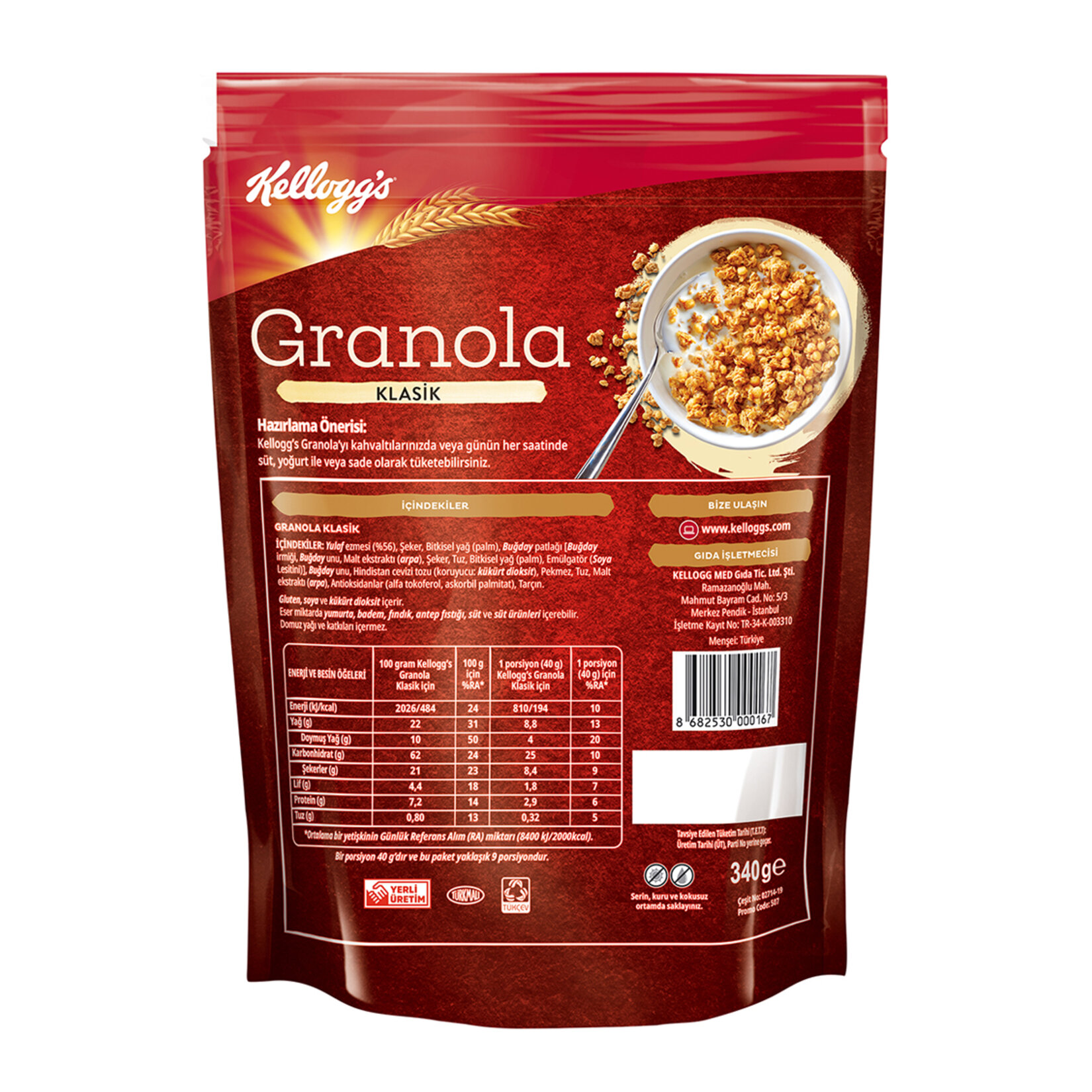 Ülker Kellogg's Granola Klasik 340 Gr