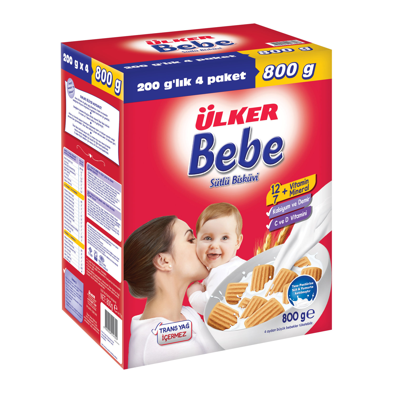 Ülker Bebe Sütlü Bisküvi 800 Gr*4 Adet