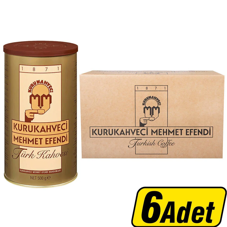 Kurukahveci Mehmet Efendi Türk Kahvesi Teneke Kutu 500 Gr*6 Adet