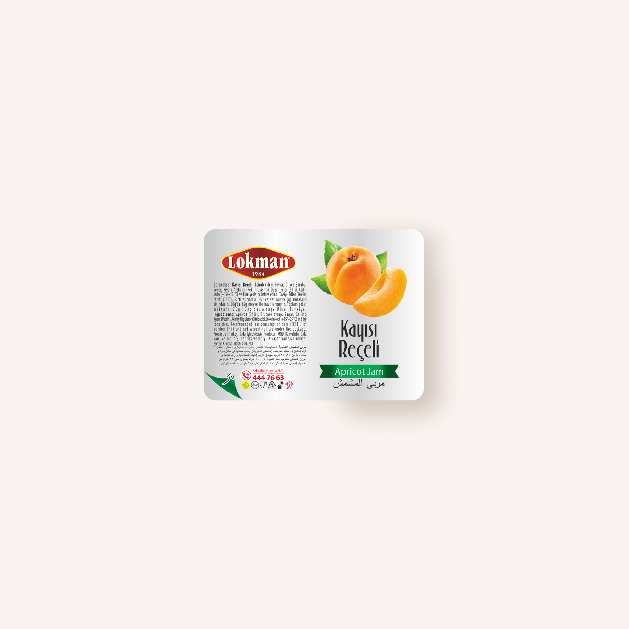 Lokman Piknik Kayısı Reçeli 20 Gr 100 Adet